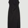 Karen Millen Compact Stretch Envelope Neck Column Midi Dress