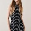 Karen Millen Draped Beaded High Neck Mini Dress