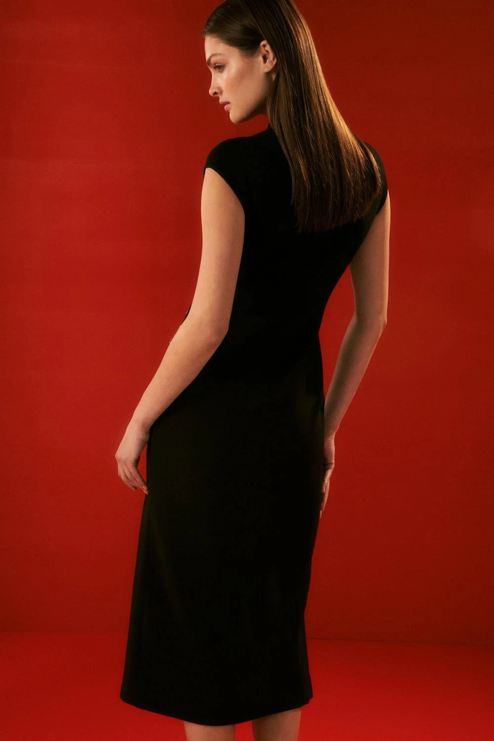 Karen Millen The Founder Embroidered High Neck Midi Column Dress - Image 3