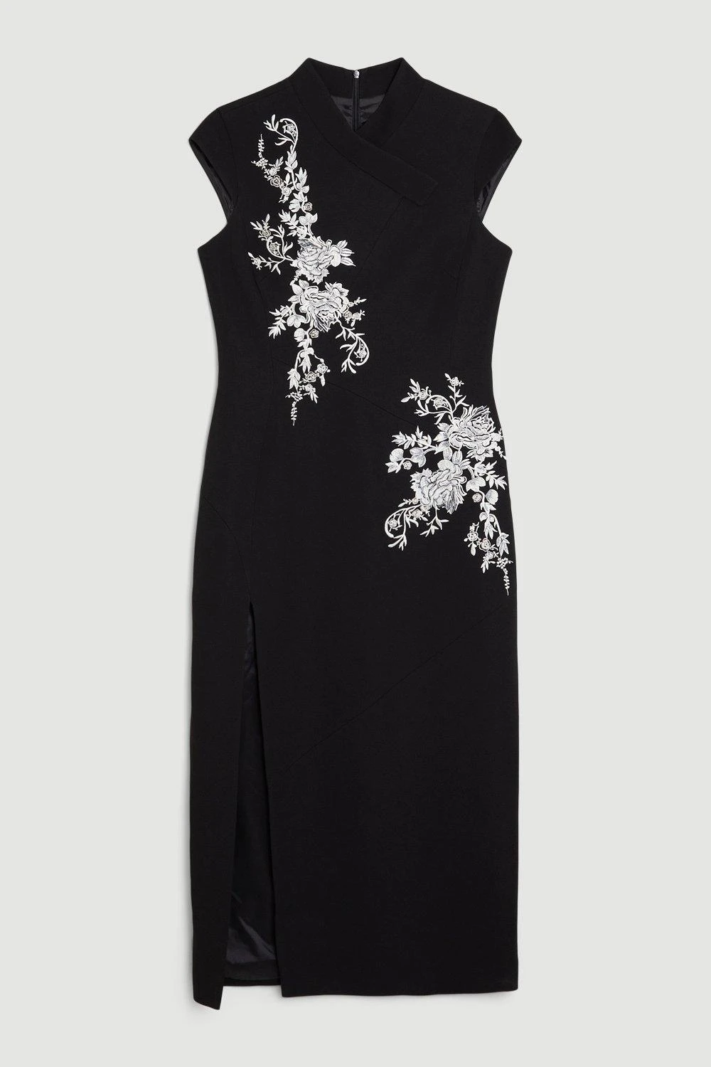 Karen Millen The Founder Embroidered High Neck Midi Column Dress