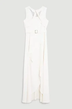 Karen Millen Soft Tailored Tie Neck Detail Waterfall Maxi Length