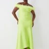 Karen Millen Plus Size Feather Detail Bandage Bardot Midaxi Dress