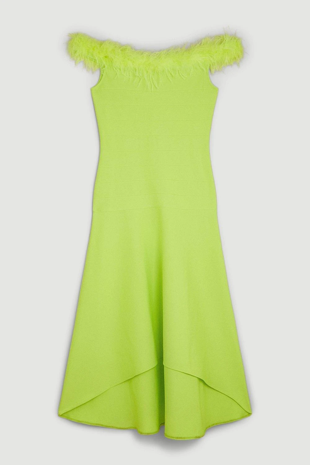 Karen Millen Plus Size Feather Detail Bandage Bardot Midaxi Dress - Image 5