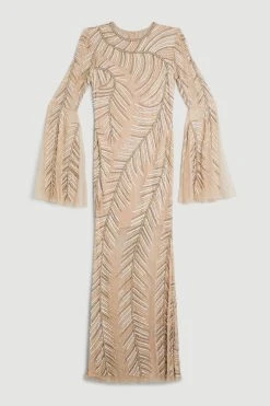 Karen Millen Feather Crystal Embellished Maxi Dress
