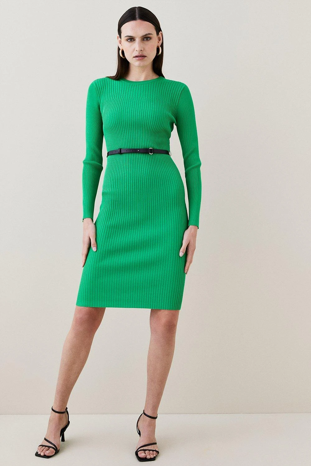 The quality of the Karen Millen Rib Knitted Midi Belted Dress is
