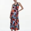 Karen Millen Print Drape Jersey Midi Dress